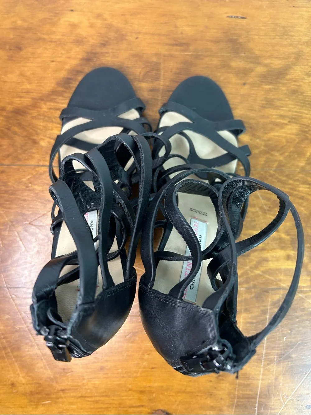 Kristin Cavalarri Chinese Laundry Black Strappy Espadrille Wedge size 10